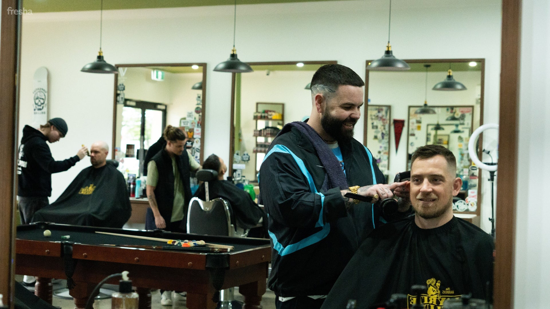 Nine Lives Barbershop interior